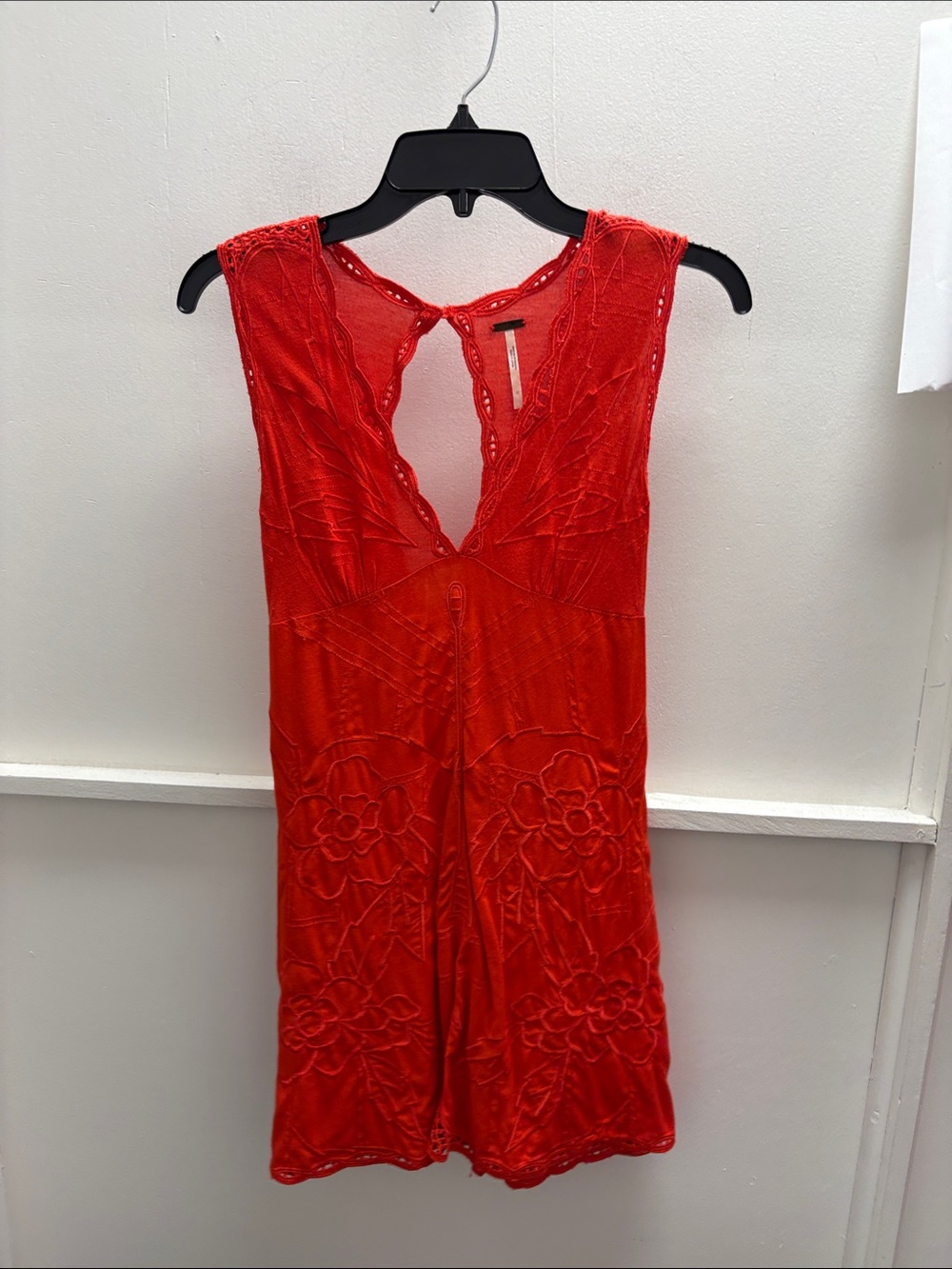 Free People Red Floral V-Neck Dress